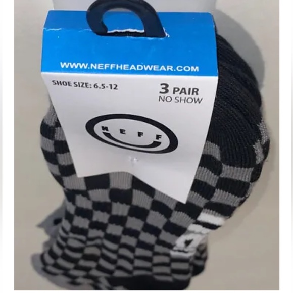 Neff No Show Socks 3 Pair Men 6.5-12 Gray Black w Logo Checkered Skate BMX Ride - Picture 12 of 12